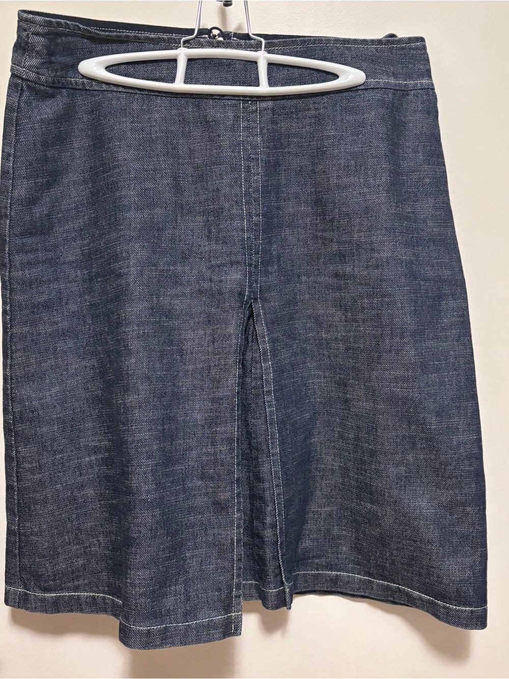 HENNES Denim A-Line Skirt with Front Slit Dark Blue back zipper size 10